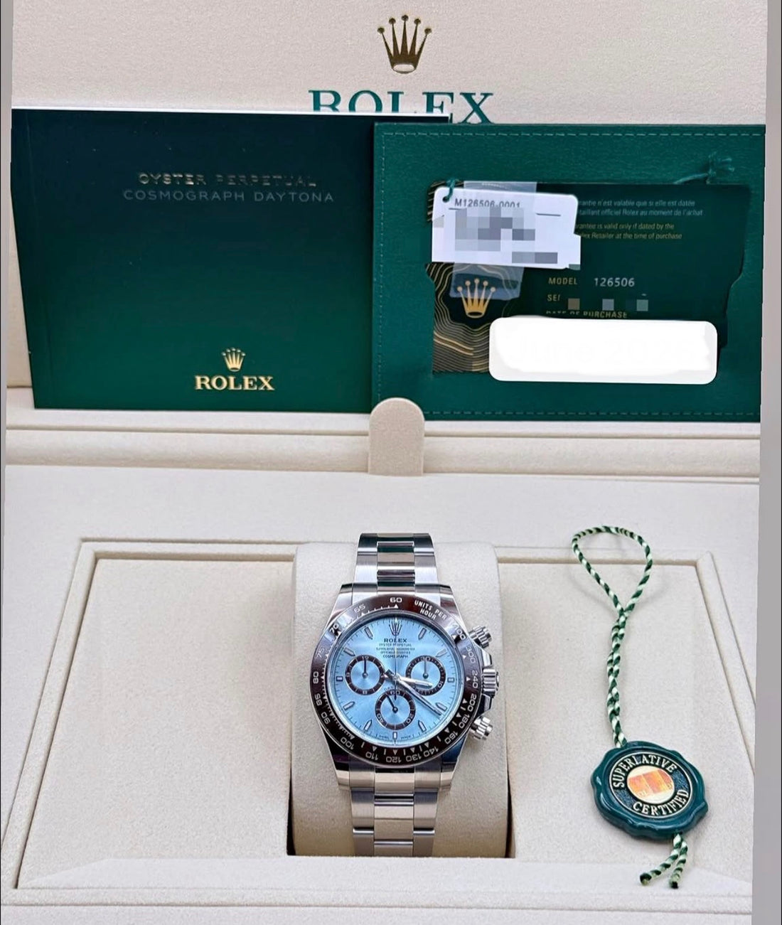 Rolex Cosmograph Daytona 40 Ice Blue Dial Open Caseback Oyster Bracelet 126506