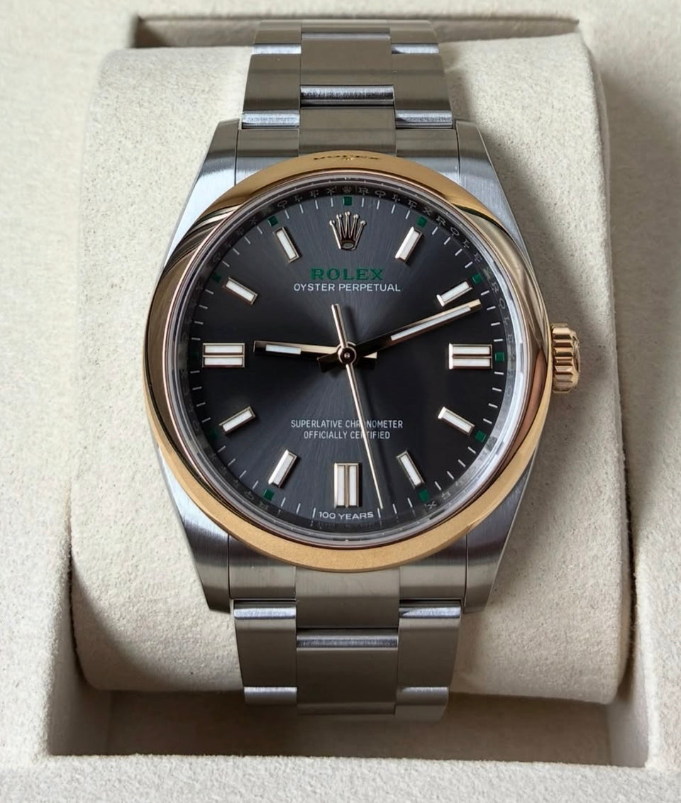 Rolex Oyster Perpetual 36 126003 slate 100th-anniversary dial, straight-on front view