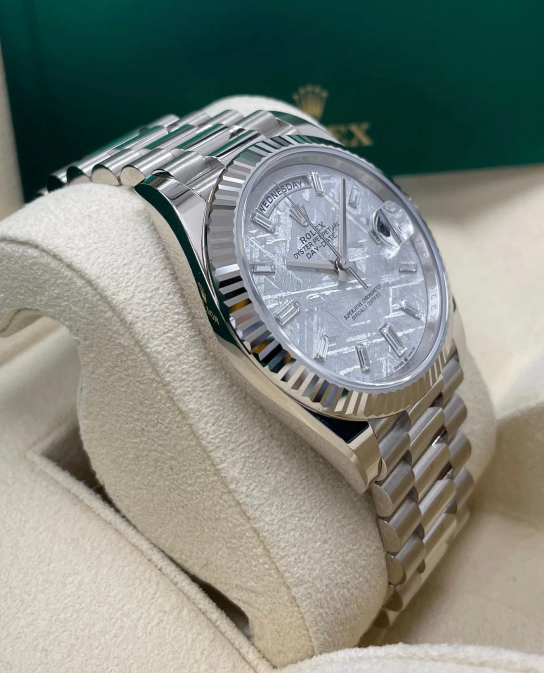 Rolex Day-Date 40 Meteorite Baguette Diamond Dial 228239 UNWORN 2026