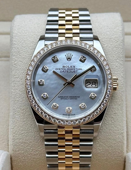 Rolex Datejust 36 MOTHER-OF-PEARL DIAMOND DIAL AND DIAMOND BEZEL 126283RBR UNWORN 2026