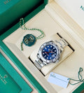Rolex Yacht-Master 40 ref. 126622 with blue dial, platinum bezel and Oyster bracelet, wide open-box view