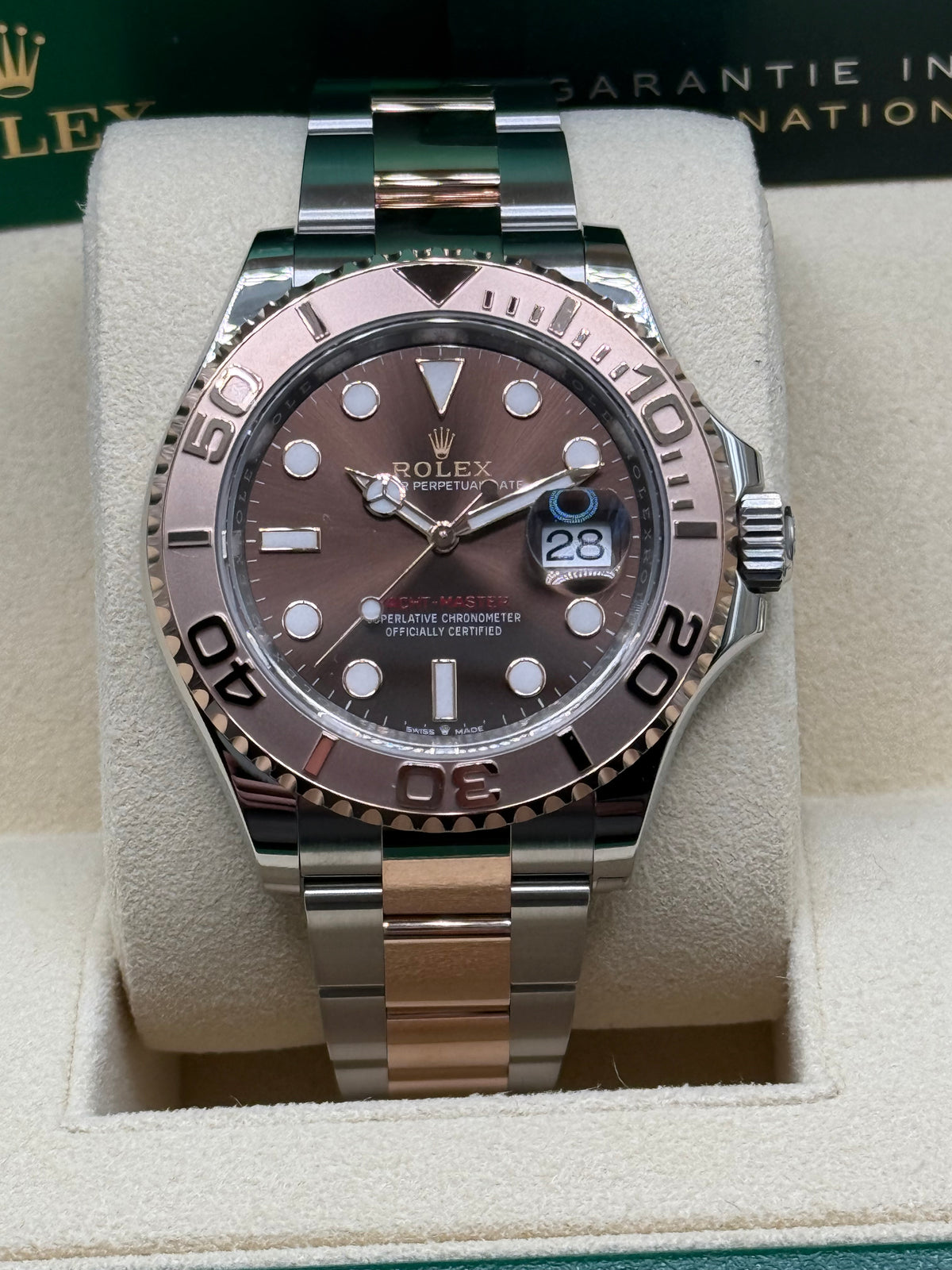 Rolex Yacht-Master 40 126621 chocolate dial, cropped close-up
