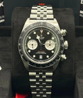 Tudor Black Bay Chrono Reverse Panda M79360N-0013 straight-on view on five-link bracelet