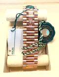 Rolex Day-Date 40 228235 rear bracelet view with Everose gold President bracelet, Crownclasp, hangtag and Rolex seal