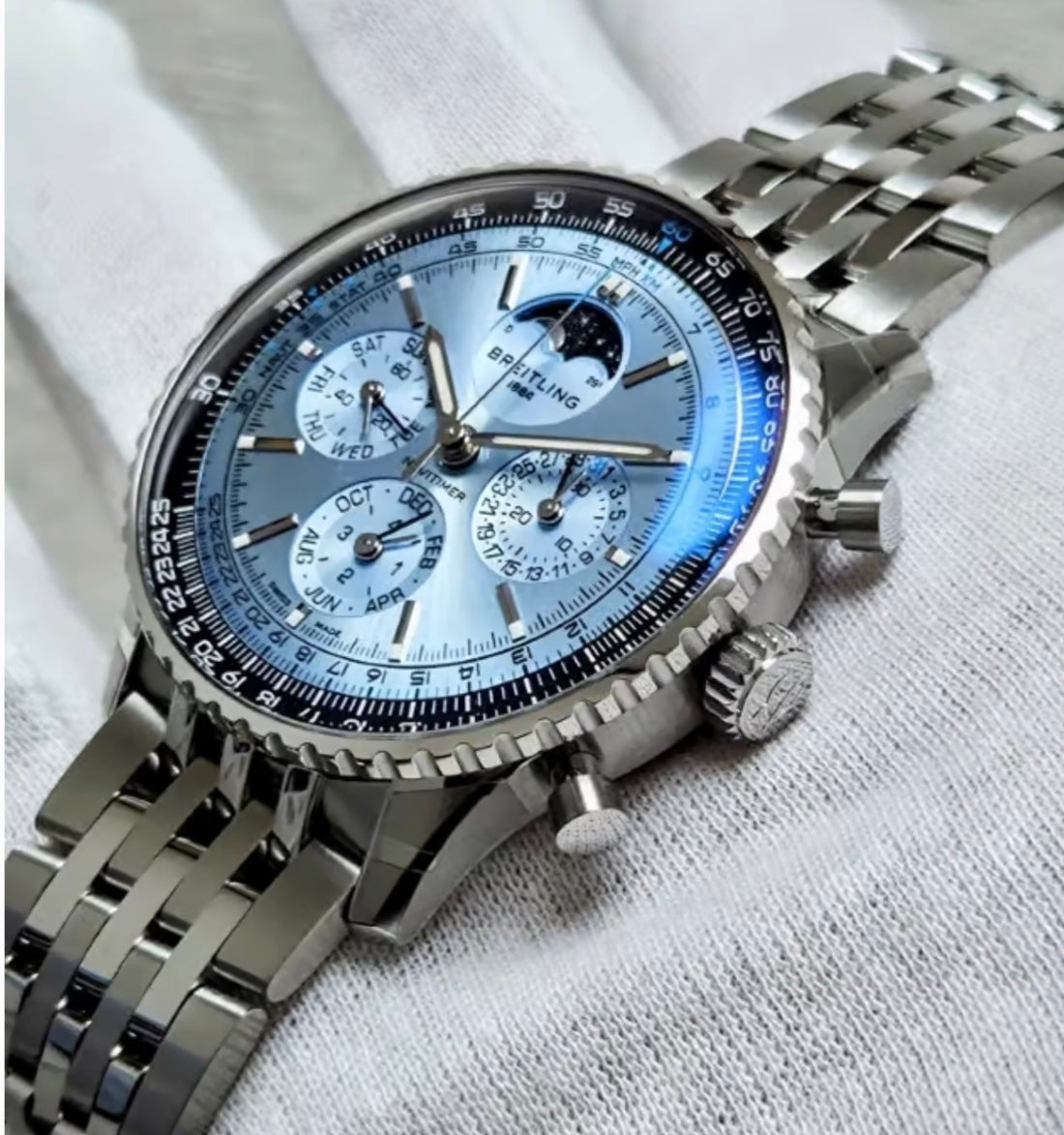 Breitling Navitimer B19 Chronograph 43 Perpetual Calendar ICE BLUE Dial Bracelet PB1920251C1A1 UNWORN 2026