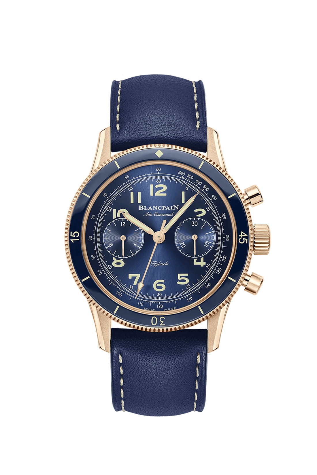 Blancpain Air Command Flyback Chronograph Blue Dial reference AC02-36B40-63A front view