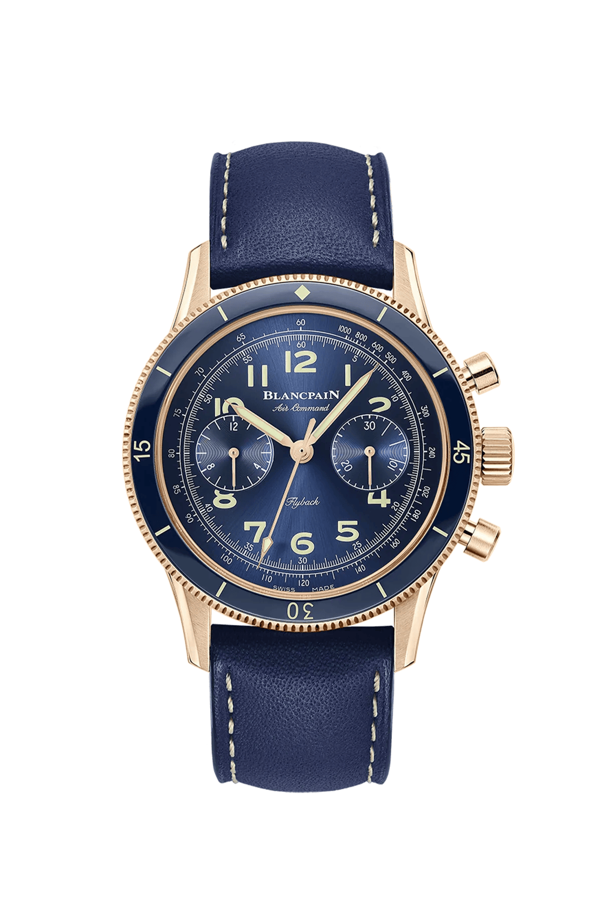 Blancpain Air Command Flyback Chronograph Blue Dial reference AC02-36B40-63A front view