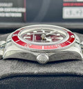 Tudor Black Bay 58 M7939A1A0RU-0002, burgundy dial and bezel with five-link steel bracelet, crown-side case profile