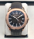 Patek Philippe Aquanaut 5167R-001 front view with brown dial and rubber strap