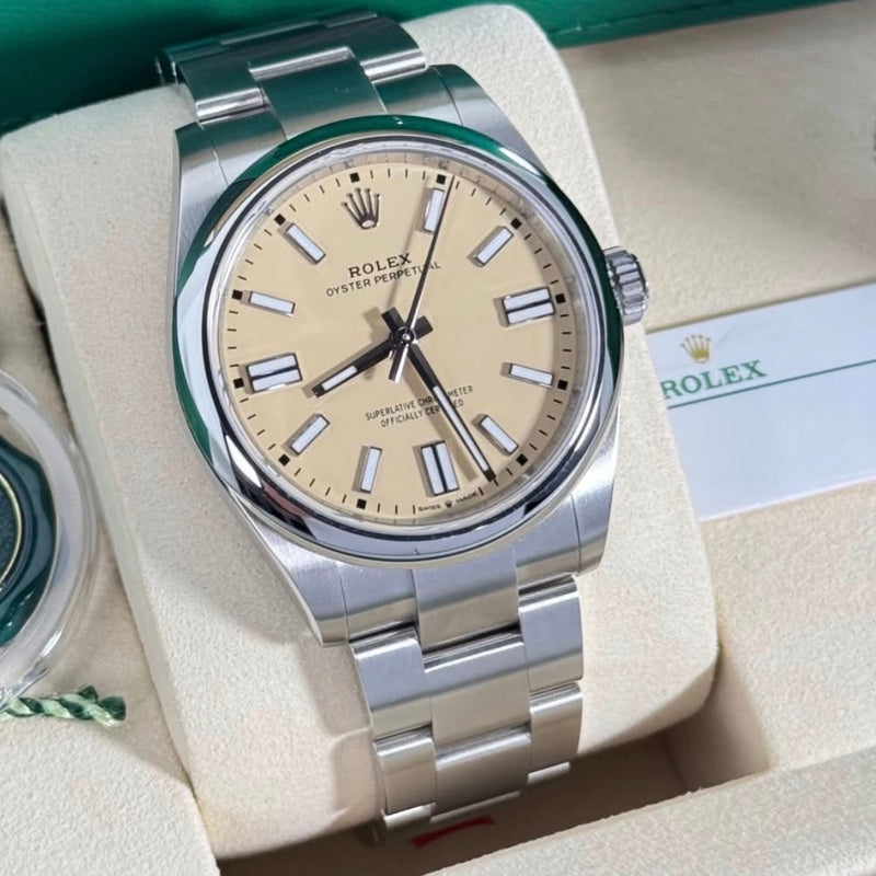 Rolex Oyster Perpetual 41 reference 134300 with beige dial and Oyster bracelet