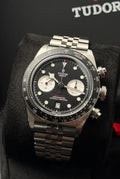Tudor Black Bay Chrono Reverse Panda M79360N-0013 angled dial and tachymeter bezel