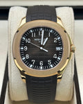 Patek Philippe Aquanaut 5167R-001 close-up of the brown dial and rose-gold case