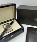 Patek Philippe Celestial 6104R-001 in rose gold with celestial dial, diamond bezel and black alligator strap, display with open presentation box
