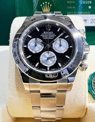 Rolex 2025 Cosmograph Daytona BLACK DIAL PANDA 126509 18KT WHITE GOLD