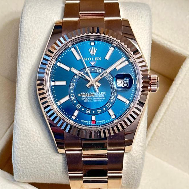 Rolex Sky-Dweller Blue-Green Dial 18K Everose Gold 336935