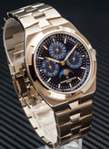 Vacheron Constantin Overseas Perpetual Calendar Ultra-Thin 4300V/220G-B945 — angled dial and bracelet view