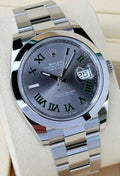 Rolex Datejust 41 126300 Wimbledon dial on Oyster bracelet, angled front close-up