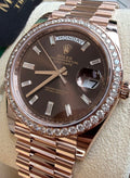 Rolex Day-Date 40 Chocolate Baguette Dial Factory Diamond Bezel 228345RBR