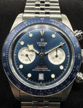 Tudor Black Bay Chrono Blue M79360B-0002 front view with Tudor Blue dial and silver counters