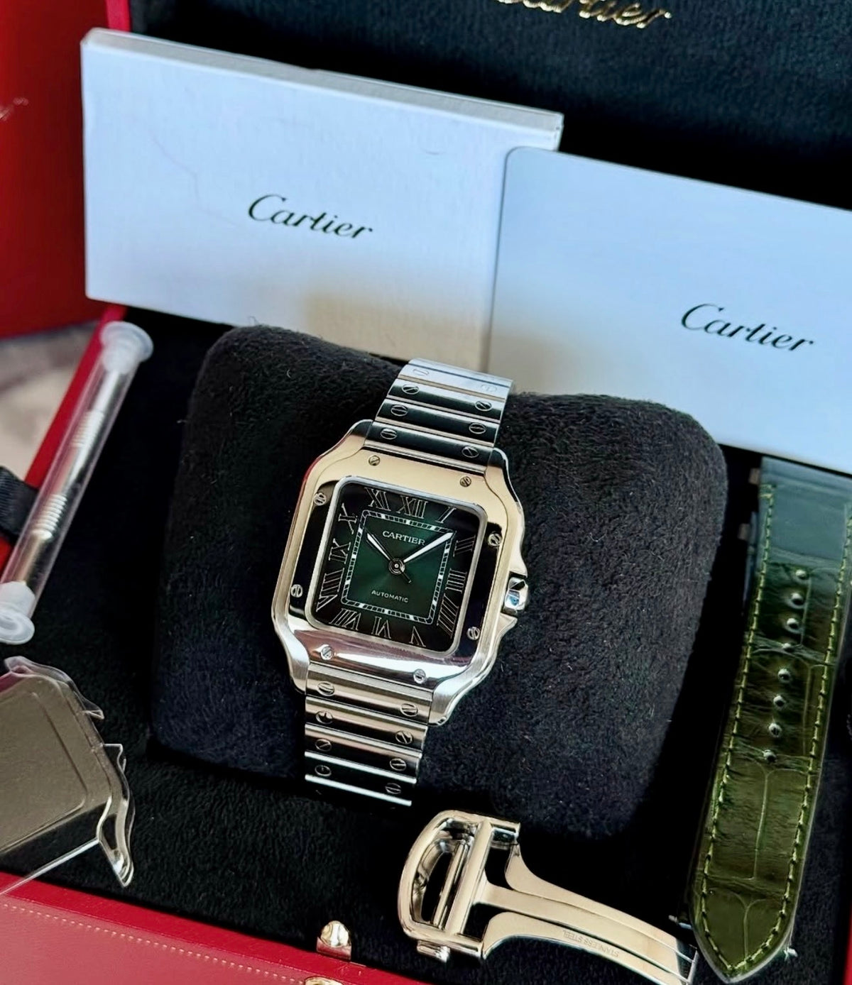 Cartier Santos de Cartier Medium green dial WSSA0061, alternate product view 3 of 6