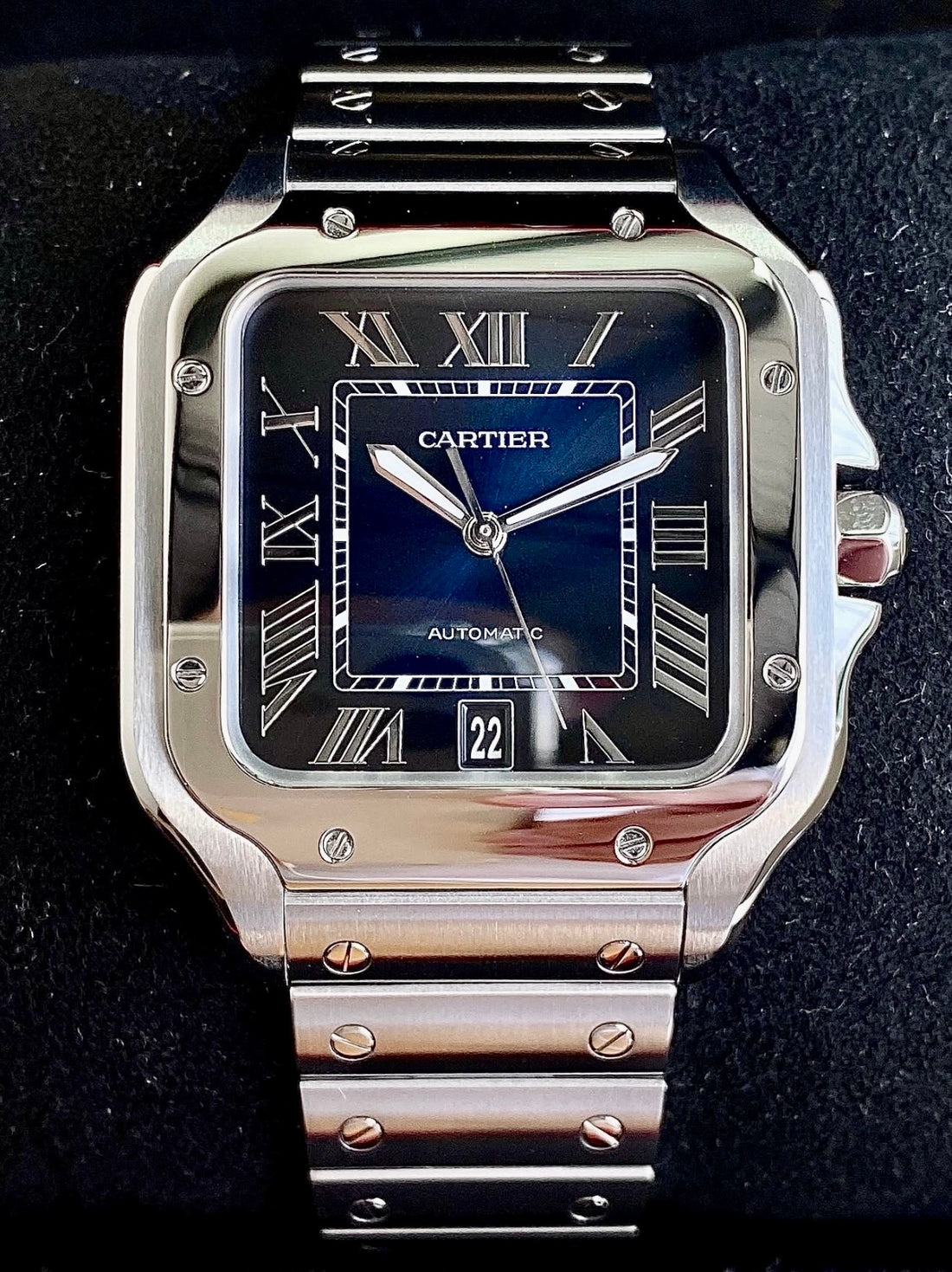 Cartier Santos de Cartier Large blue dial WSSA0030, front product view