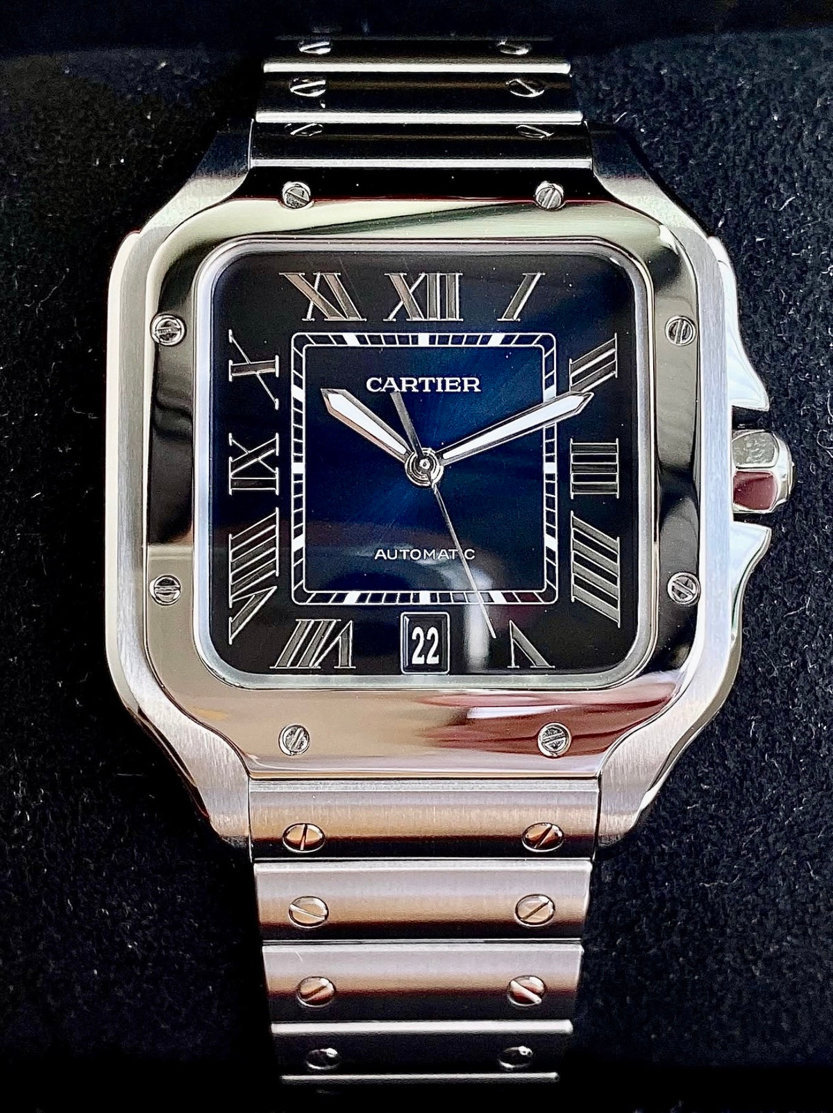 Cartier Santos de Cartier Large blue dial WSSA0030, front product view
