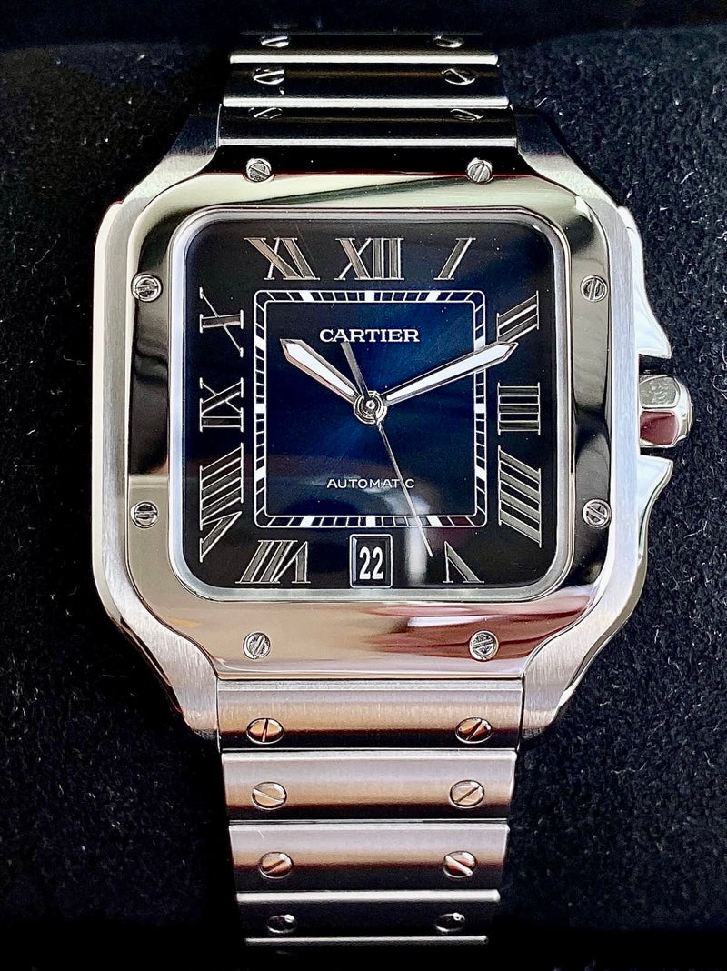 Cartier Santos de Cartier Large reference WSSA0030 with blue dial and steel bracelet
