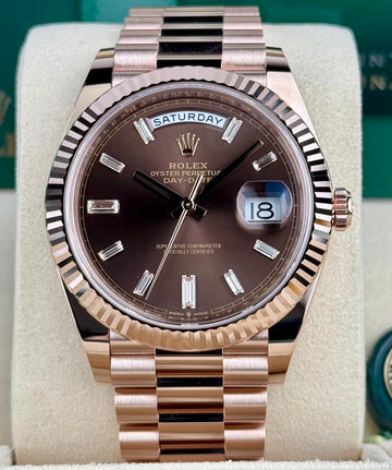 Rolex Day-Date 40 UNWORN 2026 CHOCOLATE BAGUETTE 228235