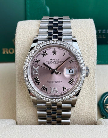 Rolex Steel Datejust 36 Pink Diamond Vi iX 126284RBR UNWORN 2025