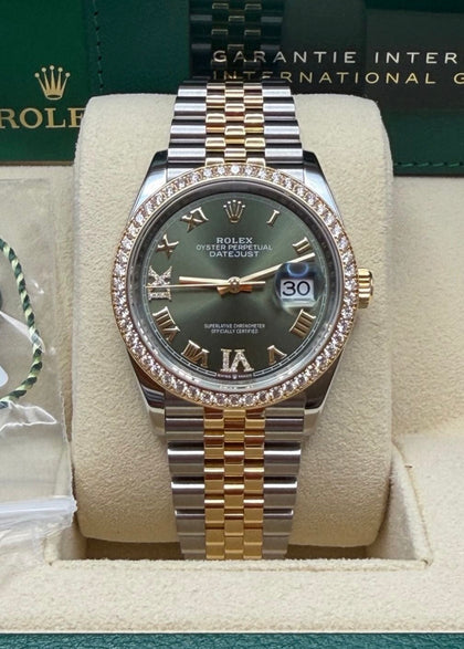 Rolex Datejust 36 GREEN DIAL DIAMOND BEZEL 126283RBR UNWORN