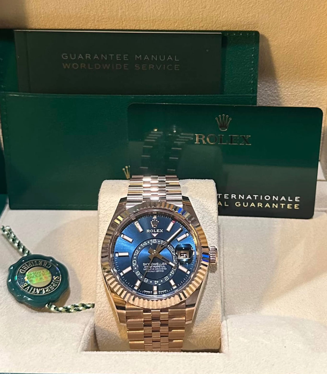 Rolex Sky-Dweller 42mm Blue-Green Dial Fluted Bezel Jubilee Bracelet - 336935 | 2024 Model