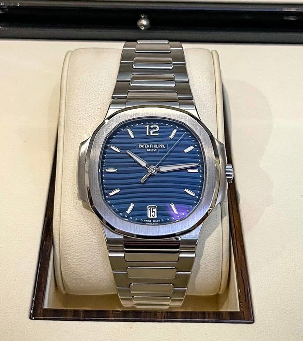 Patek Philippe Nautilus 7118 slash 1A-001 in steel with blue wave-pattern dial