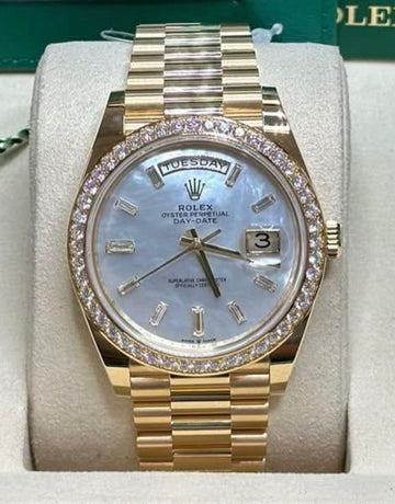 Rolex Day-Date 40 MOP Diamond Dial Diamond Bezel 228348RBR UNWORN 2026