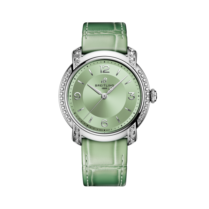 Breitling Lady Premier Automatic 36 Green Dial Green Alligator Strap A10310671L1P1 UNWORN 2026