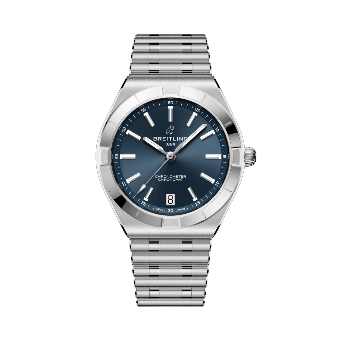 Breitling Chronomat Automatic 36 reference A10320101C1A1 with Blue dial, Stainless steel case, strap, front view