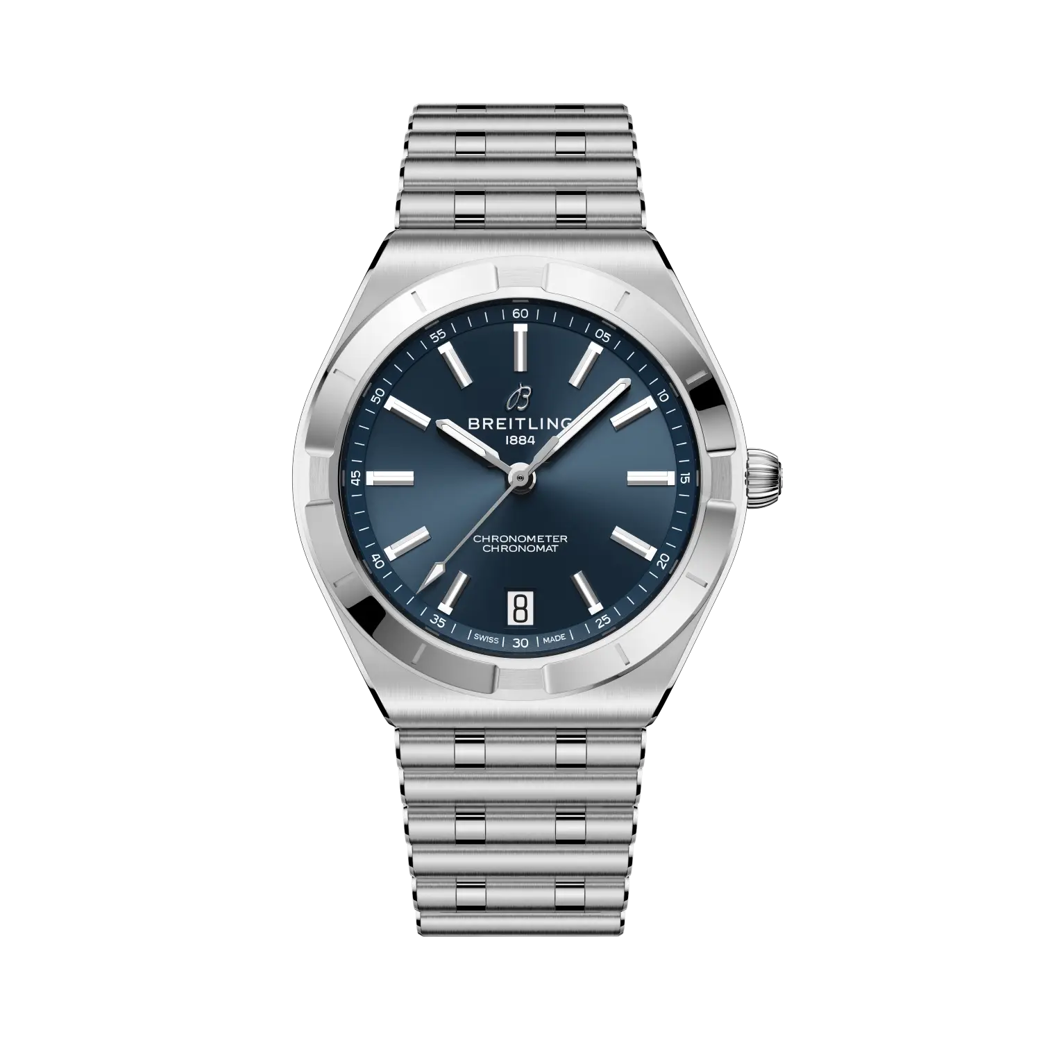 Breitling Chronomat Automatic 36 reference A10320101C1A1 with Blue dial, Stainless steel case, strap, front view