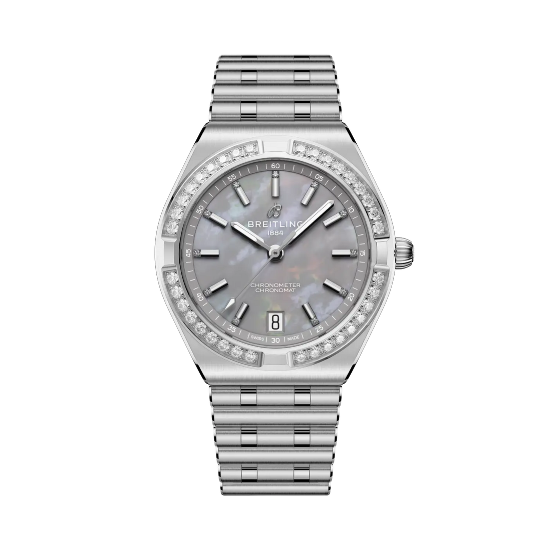 Breitling Chronomat Automatic 36 reference A10320591G1A1 with Gray mother-of-pearl dial, Stainless steel case, strap, front view