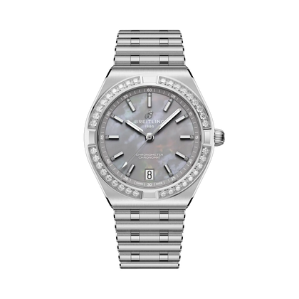 Breitling Chronomat Automatic 36 reference A10320591G1A1 with Gray mother-of-pearl dial, Stainless steel case, strap, front view