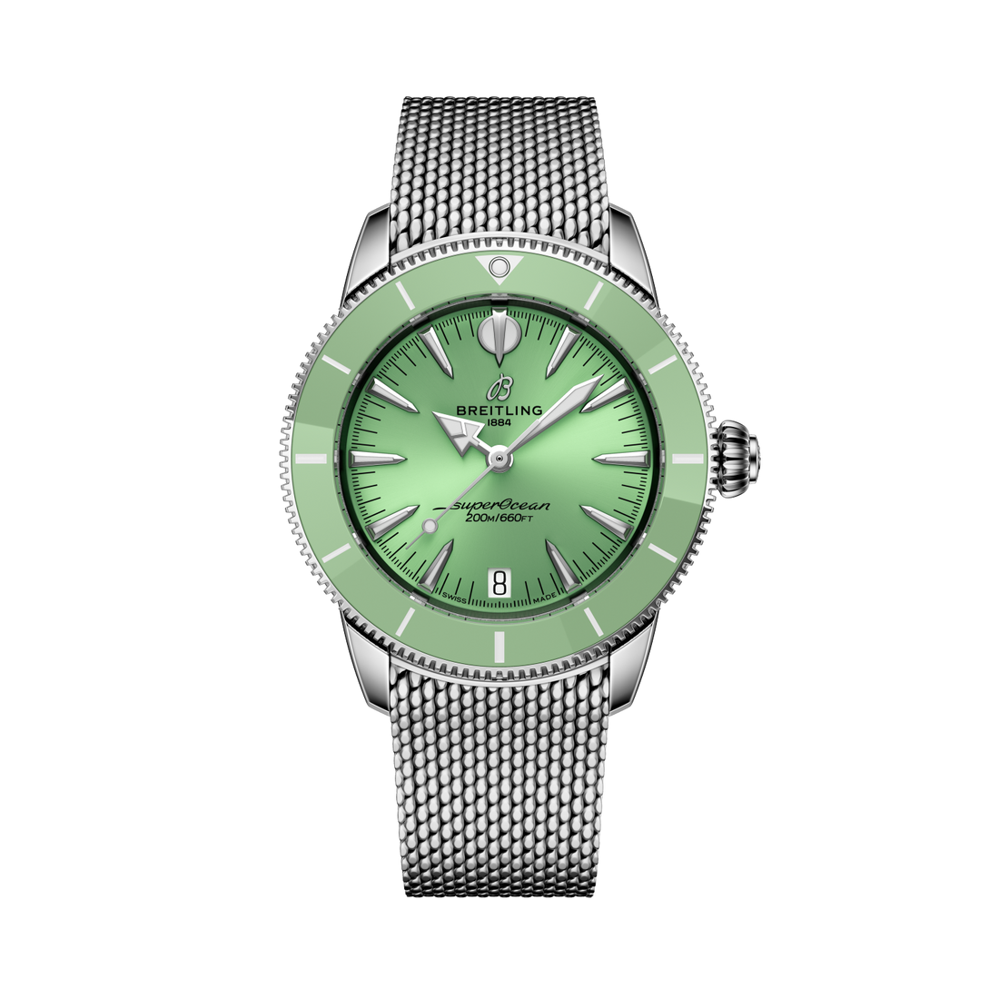 Breitling Superocean Heritage Automatic 36 reference A10390361L1A1 with Green dial, Stainless steel case, bracelet, front view