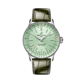 Breitling Navitimer Automatic 36 reference A17327361L1P1 with Mint green dial, Stainless steel case, alligator strap, front view