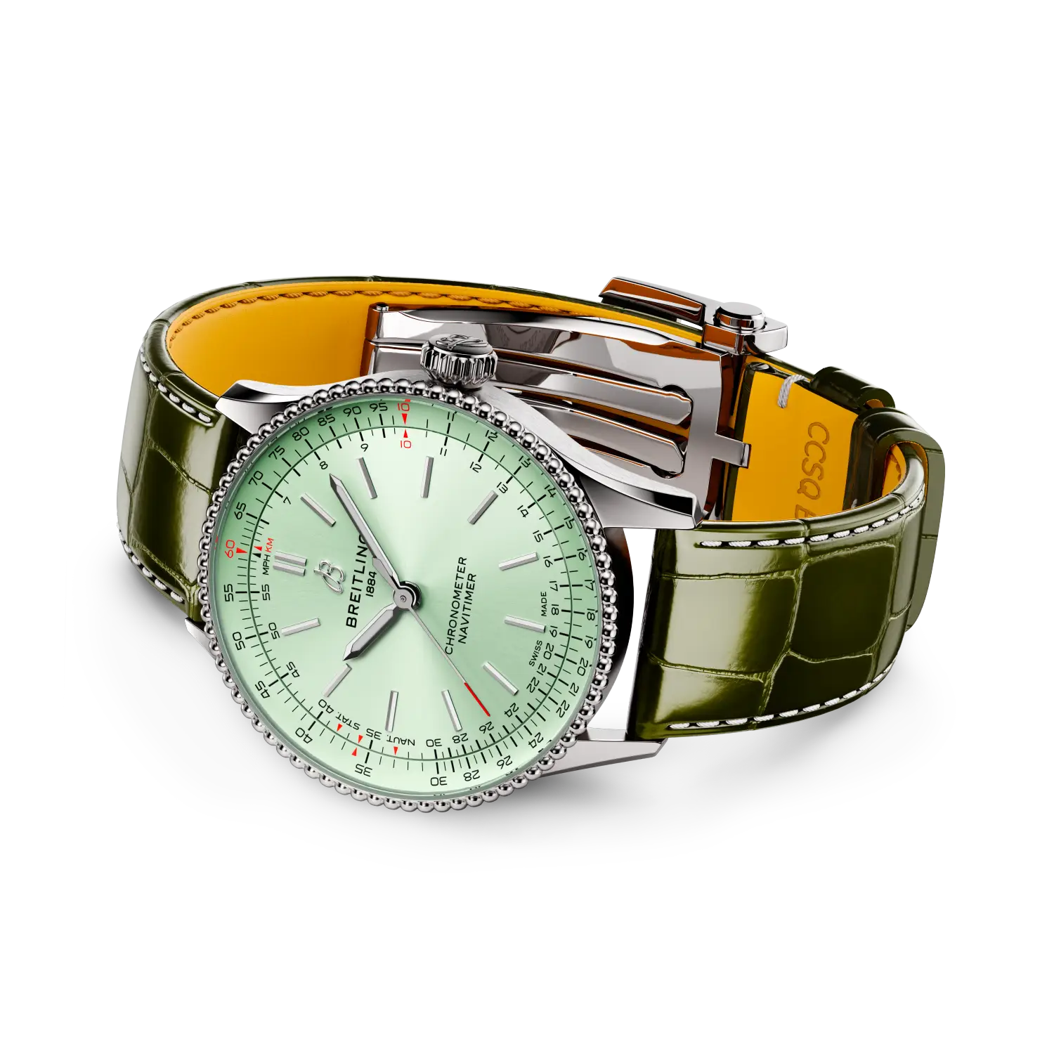 Breitling Navitimer Automatic 36 reference A17327361L1P1 with Mint green dial, Stainless steel case, alligator strap, bracelet or strap configuration view