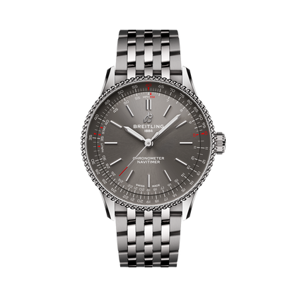 Breitling Navitimer Automatic 36 reference A17327381B1A1 with Anthracite dial, Stainless steel case, bracelet, front view