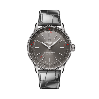 Breitling Navitimer Automatic 36 reference A17327381B1P1 with Anthracite dial, Stainless steel case, alligator strap, front view