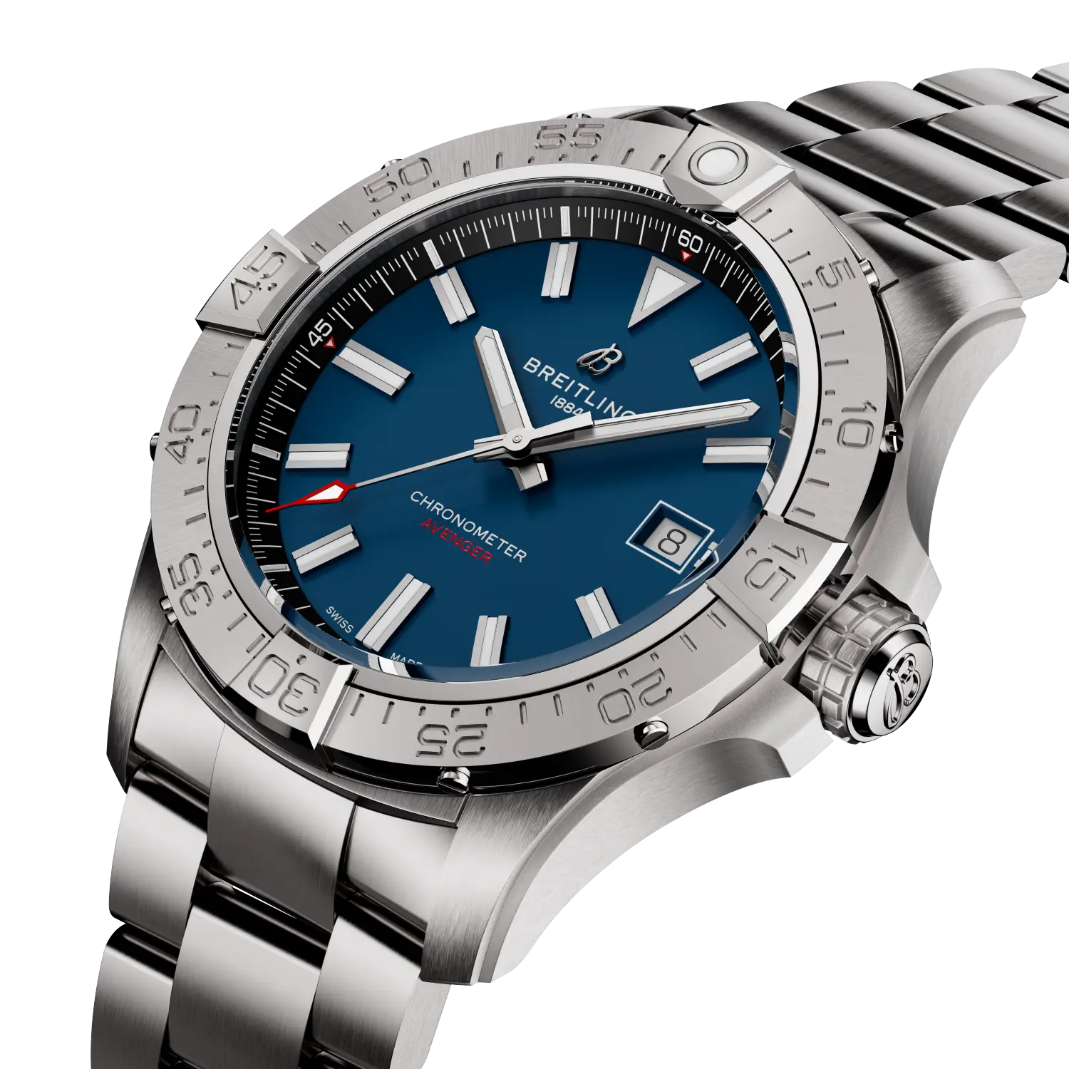Breitling Avenger Automatic 42 reference A17328101C1A1 with Blue dial, Stainless steel case, bracelet, three-quarter view