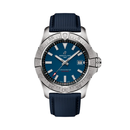 Breitling Avenger Automatic 42 reference A17328101C1X1 with Blue dial, Stainless steel case, calfskin strap, front view