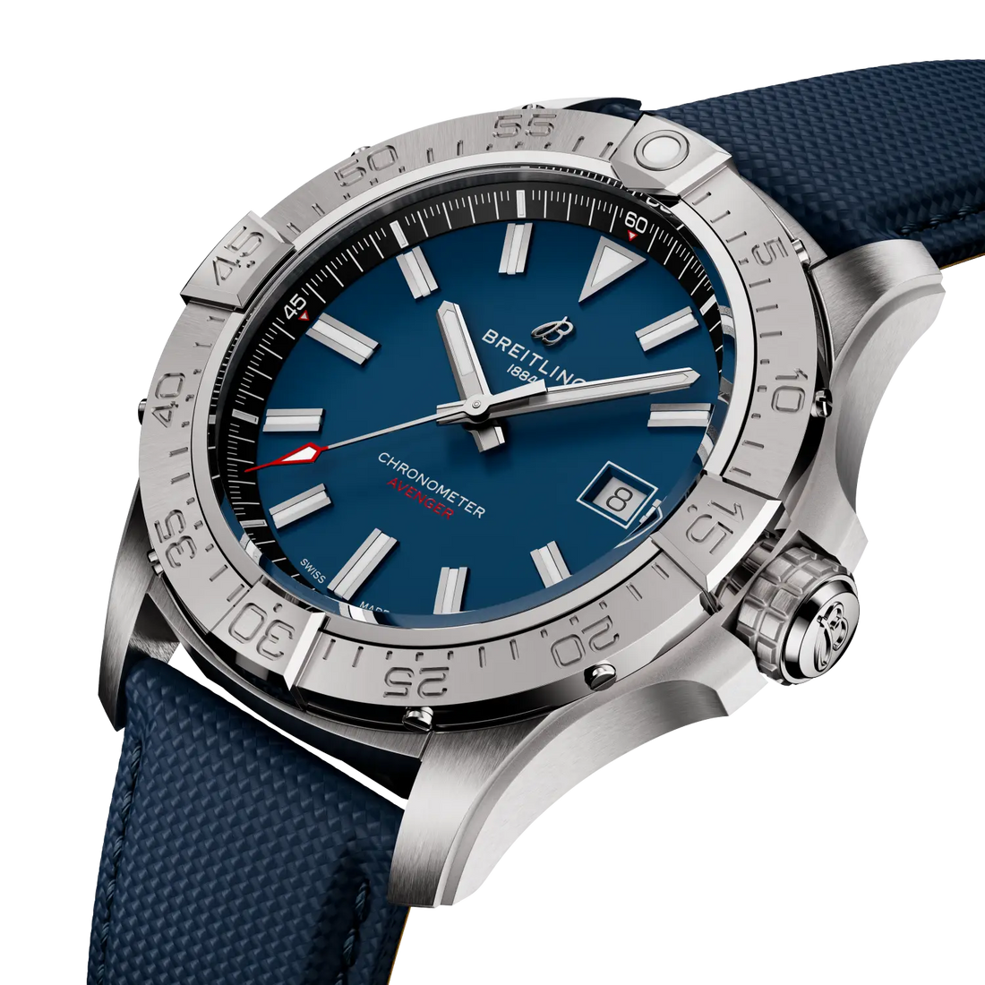 Breitling Avenger Automatic 42 reference A17328101C1X1 with Blue dial, Stainless steel case, calfskin strap, front view
