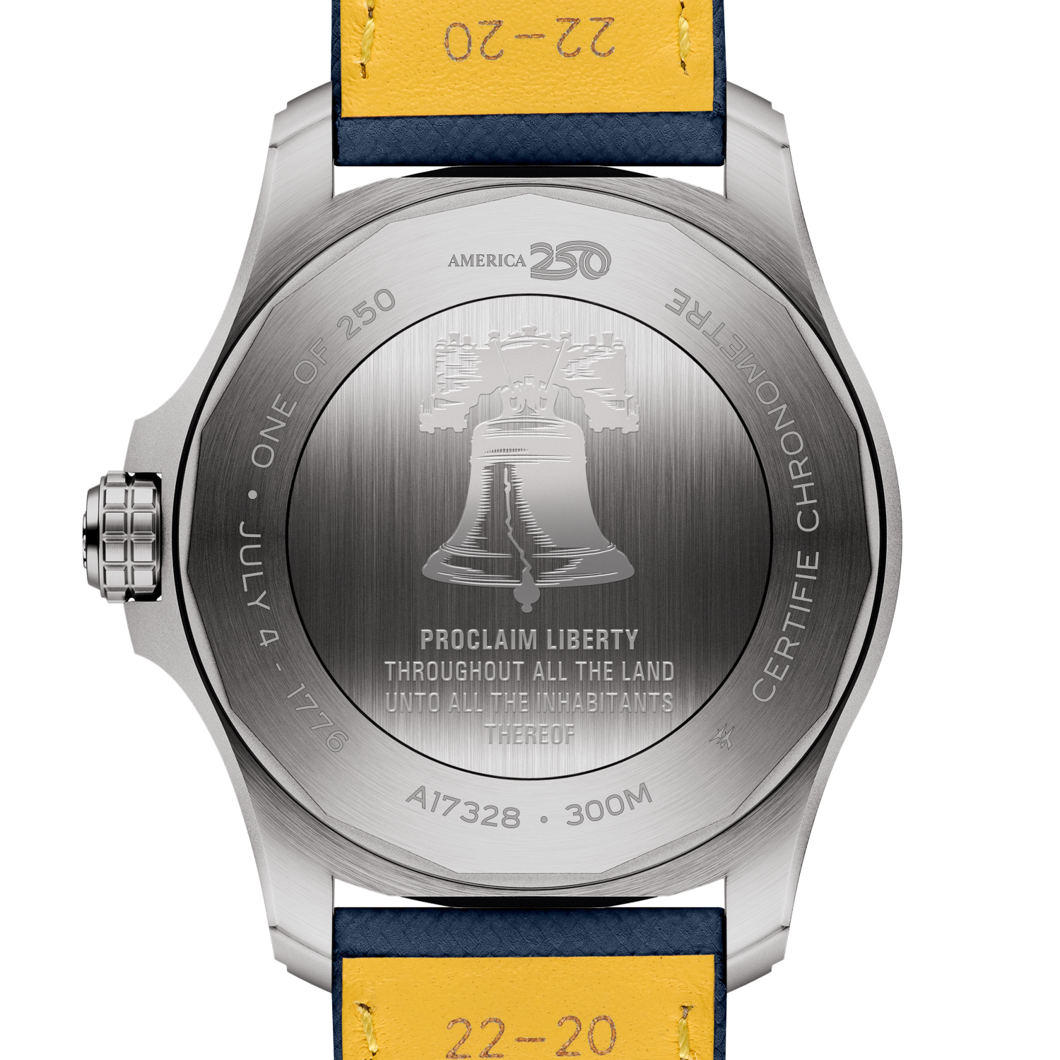 Caseback view of Breitling Avenger Automatic 42 America250 reference A173281B1C1X1