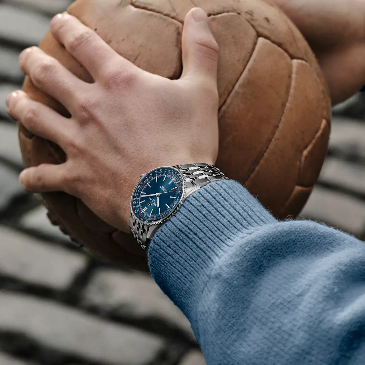 Breitling Navitimer Automatic 41 reference A17329161C1A1 with Blue dial, Stainless steel case, bracelet, on-wrist view