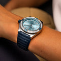Breitling Super Chronomat Automatic 38 reference A17356531C1S1 with Blue dial, Stainless steel case, rubber strap, on-wrist view