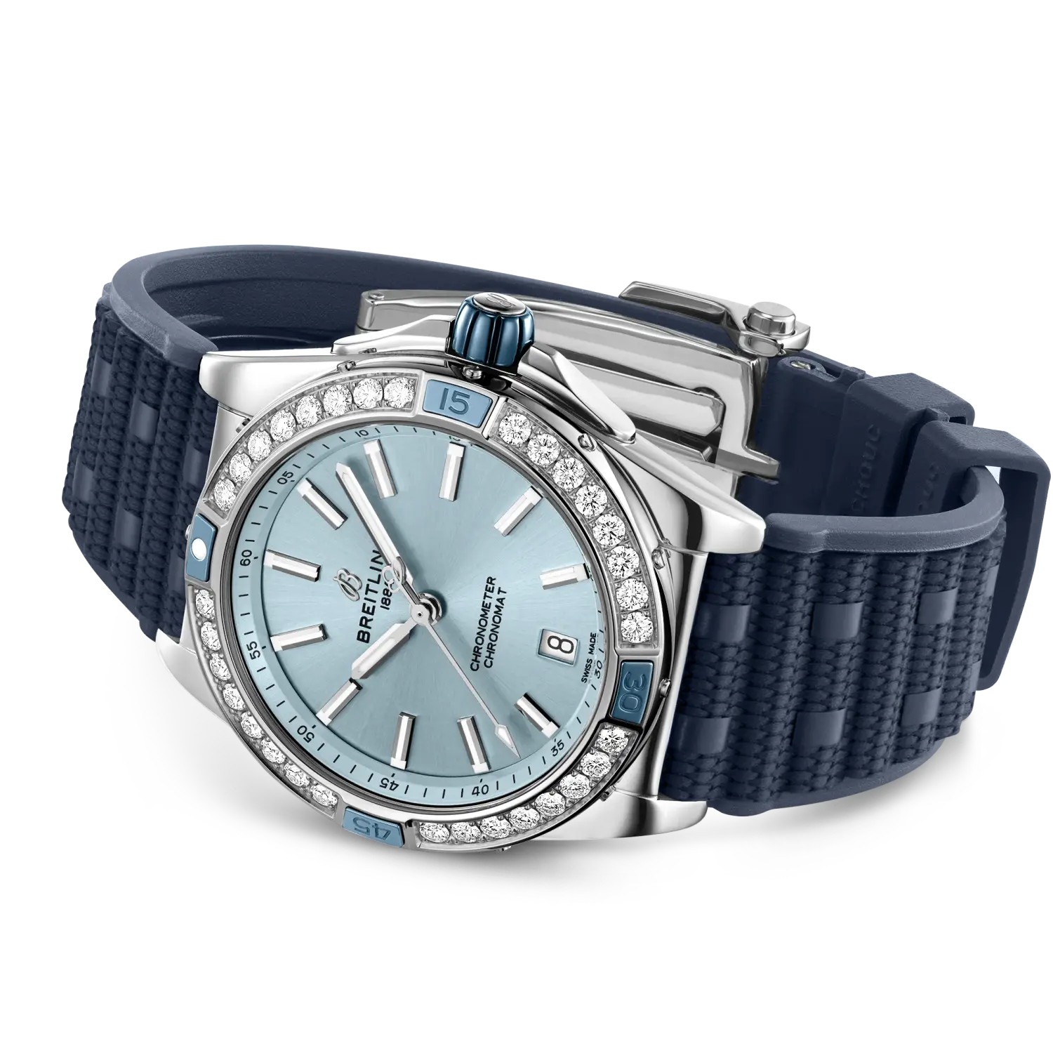 Breitling Super Chronomat Automatic 38 reference A17356531C1S1 with Blue dial, Stainless steel case, rubber strap, bracelet or strap configuration view